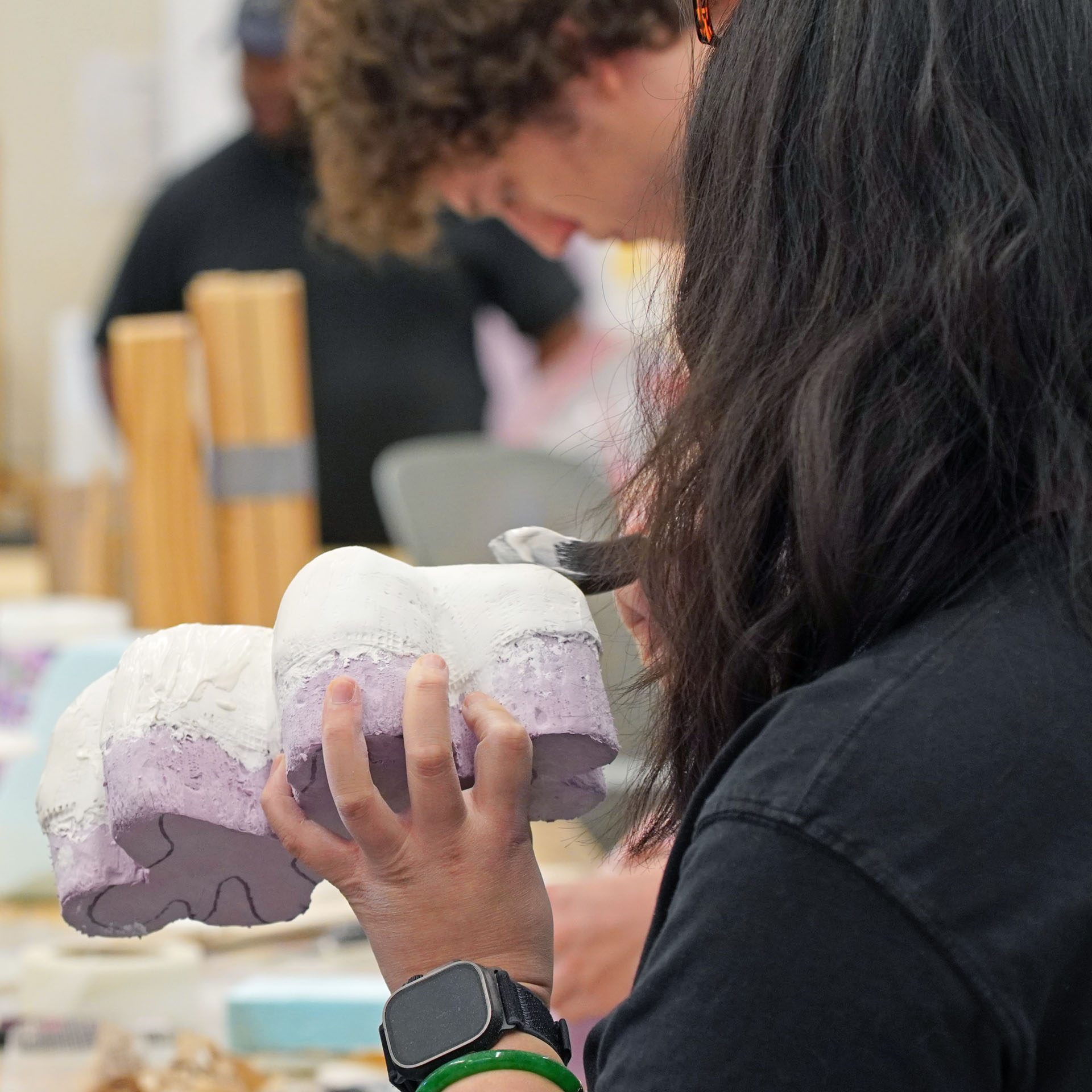 Students working with materials